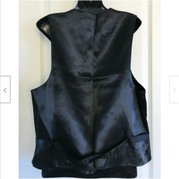 Bracci Formal Black Satin & Silver Metallic Vest Size Large 42" Chest - Picture 7 of 7